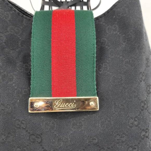 GUCCI Black GG Logo Canvas Hobo Bag - Picture 3 of 16